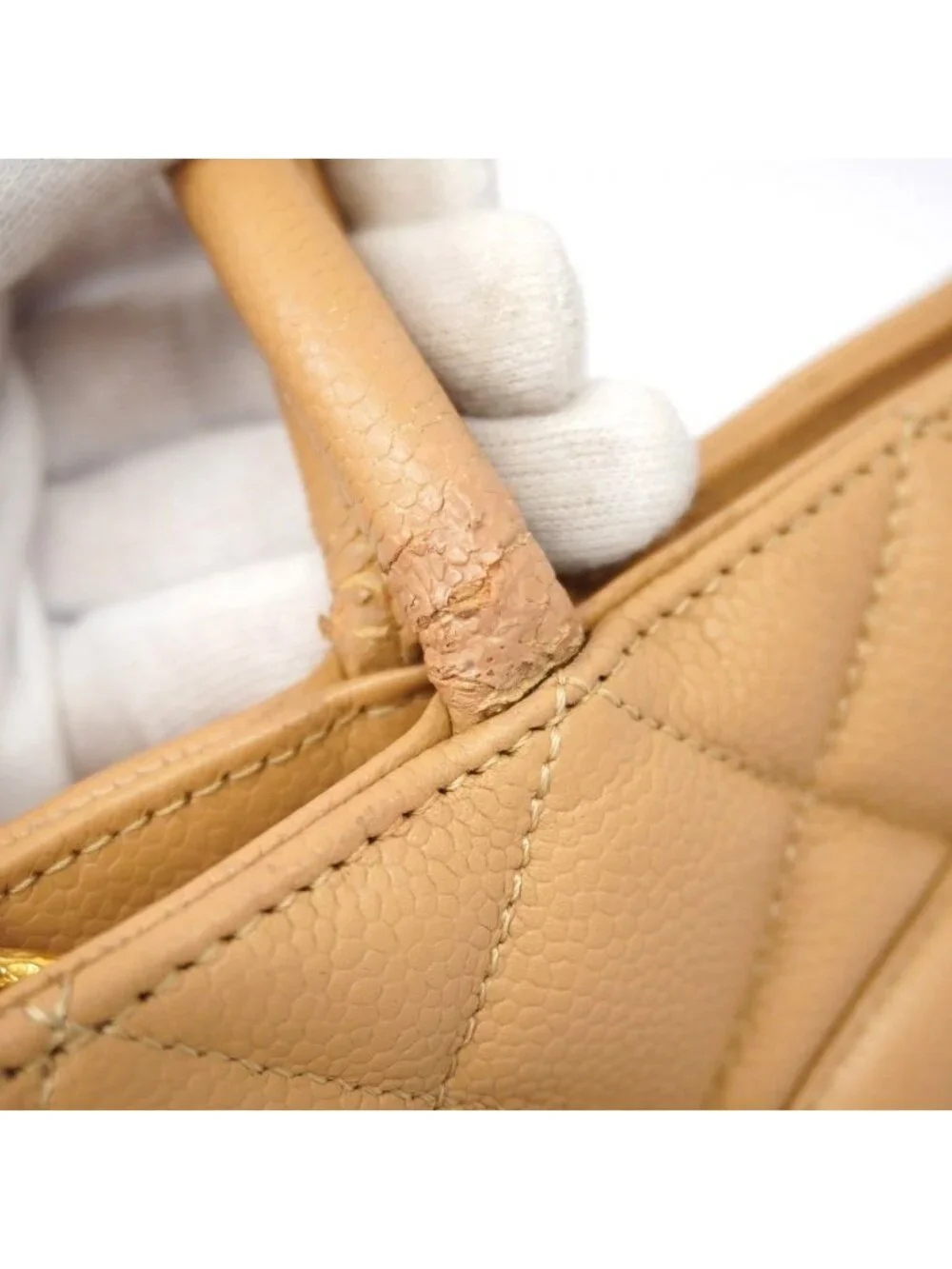 Chanel Tote Reissue Caviar Leather Beige Gold